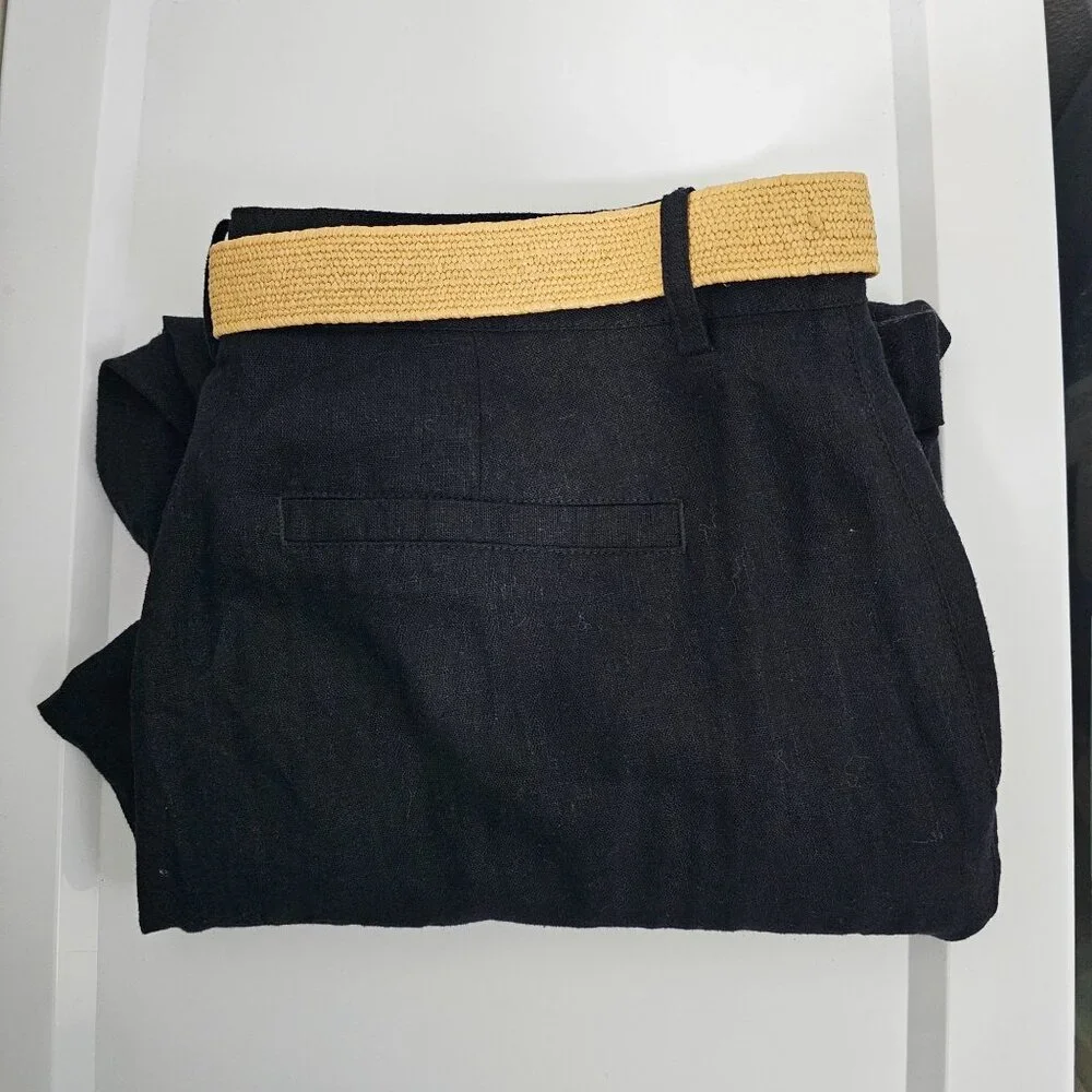 ZARA Womens Sz 10 Linen Blend Straight Leg Pants Office Siren Casual Work NWT